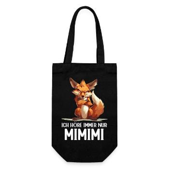 Fuchs Wald Tier Natur Ich höre immer nur Mimimi - Geschenkbeutel für Flaschen - Schwarz - Vorne