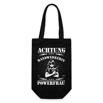 Achtung Handwerkerin – das coole Outfit für die Fr - Geschenkbeutel für Flaschen - Schwarz - Vorne
