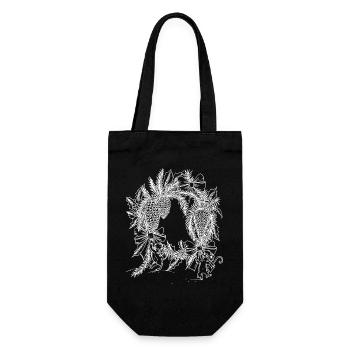 Couronne de pommes de pin de Noël blanche - Sac à bouteille - noir - Devant