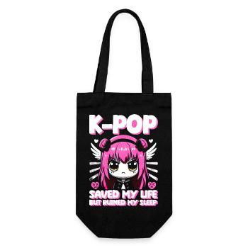 Kawaii K-Pop hat mein Leben gerettet, meinen Schlaf ruiniert - Geschenkbeutel für Flaschen - Schwarz - Vorne