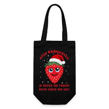 Süße Erdbeere - Geschenkbeutel für Flaschen - Schwarz - Vorne