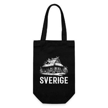 Sweden Nature Wooden House with Thatched Roof Design - Gift Bag for Bottles - black - Front