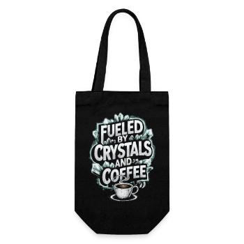 Kraft durch Kristalle und Koffein - Geschenkbeutel für Flaschen - Schwarz - Vorne