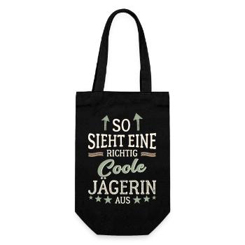 So sieht eine richtig coole Jägerin aus Jagd - Geschenkbeutel für Flaschen - Schwarz - Vorne