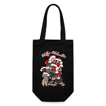 Wuffige Weihnachten - weihnachtlicher Hundehaufen - Geschenkbeutel für Flaschen - Schwarz - Vorne