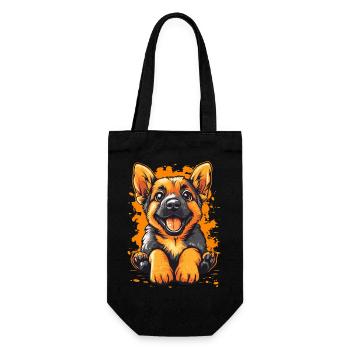German Shepherd Puppy Funny Dog Dogs - Gift Bag for Bottles - black - Front