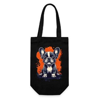 French Bulldog Puppy Frenchie Dog Dog - Gift Bag for Bottles - black - Front