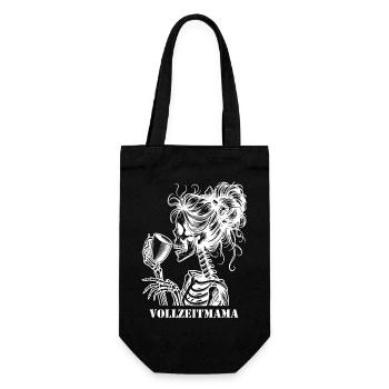 Skull Vollzeitmama - Geschenkbeutel für Flaschen - Schwarz - Vorne