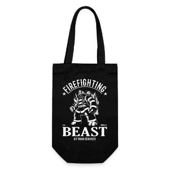 Feuerwehrmann – Firefighting Beast at Your Service - Geschenkbeutel für Flaschen - Schwarz - Vorne