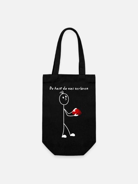 Strichmännchen - du hast da was verloren - HIRN - Geschenkbeutel für Flaschen - Schwarz