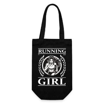 Running Girl – Laufen ist Freiheit - Geschenkbeutel für Flaschen - Schwarz - Vorne