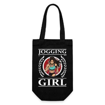 Jogging Girl – Running is life! - Gift Bag for Bottles - black - Front