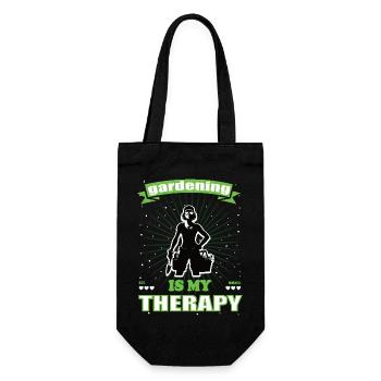 Gartenarbeit ist meine Therapie - Gartenfreunde - Geschenkbeutel für Flaschen - Schwarz - Vorne