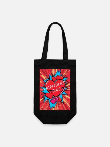 Valentines Day - Geschenkbeutel für Flaschen - Schwarz