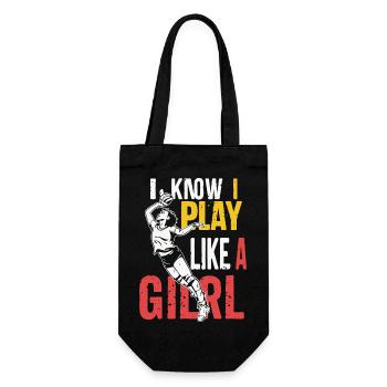 I Know I Play Like A Girl Volleyball for Teen Girl - Gift Bag for Bottles - black - Front