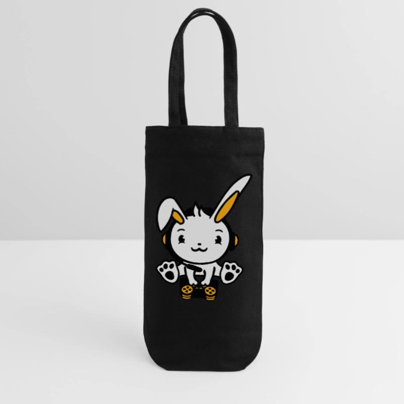 Bunny Playing Controller Console Headset Gamer Nerd Gift Bag for Bottles