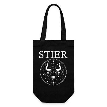 Sternzeichen Stier Design - Geschenkbeutel für Flaschen - Schwarz - Vorne