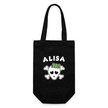 Piratin Alisa Design für Mädchen und Frauen - Geschenkbeutel für Flaschen - Schwarz - Vorne