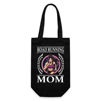 Road Running Mom - cooles Straßenläuferin Design - Geschenkbeutel für Flaschen - Schwarz - Vorne