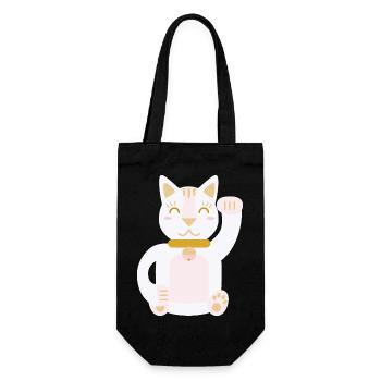 Maneki Neko L Lucky Cat - Gift Bag for Bottles - black - Front