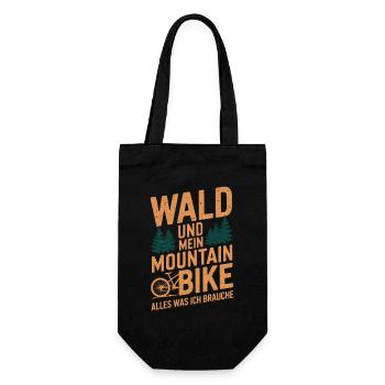 Mountainbike Downhill Berge Vintage Spruch - Geschenkbeutel für Flaschen - Schwarz - Vorne