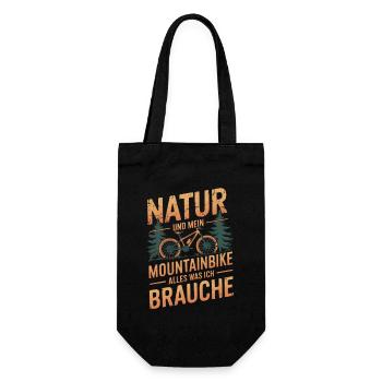 Mountainbike Downhill Berge Vintage Spruch - Geschenkbeutel für Flaschen - Schwarz - Vorne