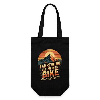 Mountainbike Downhill Berge Vintage Spruch - Geschenkbeutel für Flaschen - Schwarz - Vorne