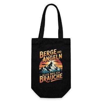 Angeln Fischen in der Natur lustiger Spruch - Geschenkbeutel für Flaschen - Schwarz - Vorne