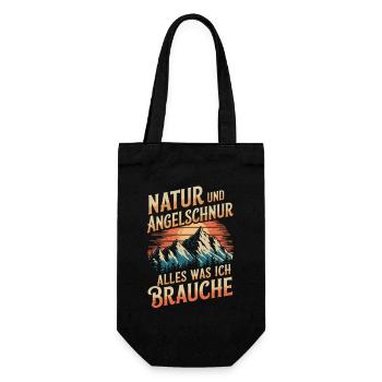 Angeln Fischen in der Natur lustiger Spruch - Geschenkbeutel für Flaschen - Schwarz - Vorne