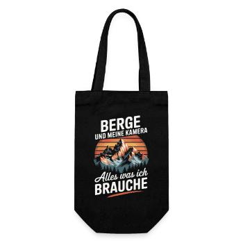 Kamera und Berge Landschaftsfotograf Tierfotograf - Geschenkbeutel für Flaschen - Schwarz - Vorne