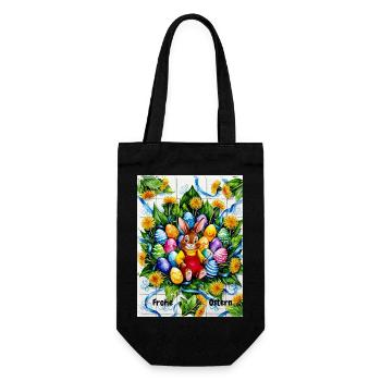 EG Ostern I Hasen I Frohe Ostern I Geschenk - Geschenkbeutel für Flaschen - Schwarz - Vorne