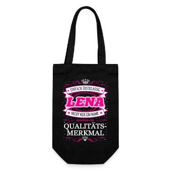 Qualitätsmerkmal Lena einfach Erstklassig - Geschenkbeutel für Flaschen - Schwarz - Vorne