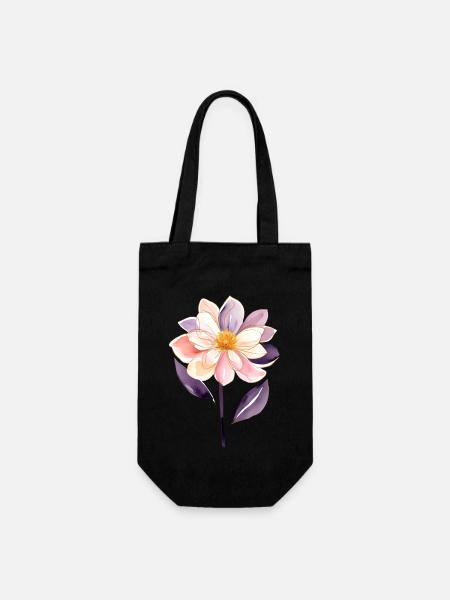 Blume B - Geschenkbeutel für Flaschen - Schwarz