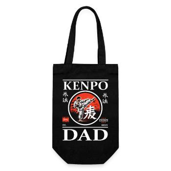 Kenpo Karate Dad Design mit Karateka und Kanji - Geschenkbeutel für Flaschen - Schwarz - Vorne