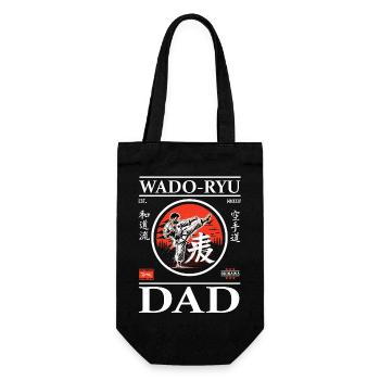Wado-Ryu Karate Dad Design mit Karateka und Kanji - Geschenkbeutel für Flaschen - Schwarz - Vorne