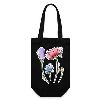Blumen - Geschenkbeutel für Flaschen - Schwarz - Vorne
