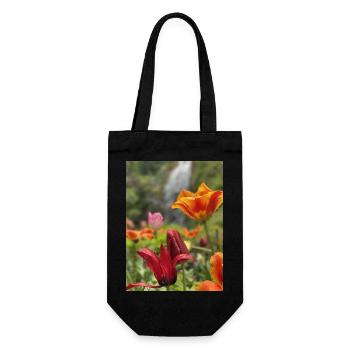 Tulpen bunt - Geschenkbeutel für Flaschen - Schwarz - Vorne