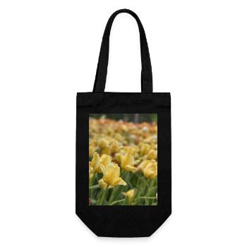 Tulpenmeer gelb - Geschenkbeutel für Flaschen - Schwarz - Vorne