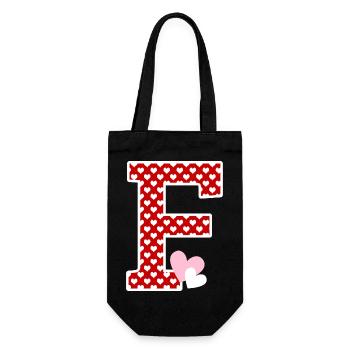 Buchstabe F Herz - Geschenkbeutel für Flaschen - Schwarz - Vorne
