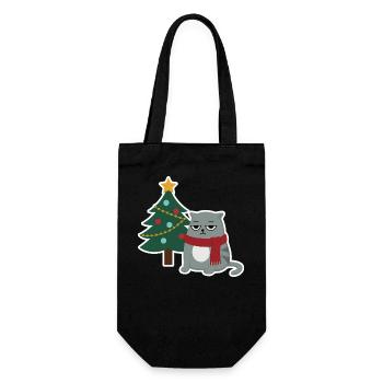 Cat Grumpy Christmas - Geschenkbeutel für Flaschen - Schwarz - Vorne