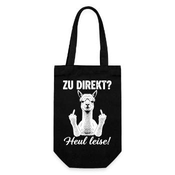 Direkte Alpaka-Ansage - Geschenkbeutel für Flaschen - Schwarz - Vorne