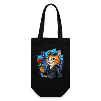 Cool Cat with Rose – Charm Offensive! - Gift Bag for Bottles - black - Front
