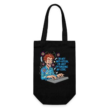 Code Optimizer: Anti-social? Just coding! - Gift Bag for Bottles - black - Front