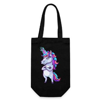 Genervtes Einhorn: Glitzer & Zorn! - Geschenkbeutel für Flaschen - Schwarz - Vorne