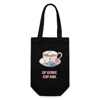Sip slowly. Stay kind. - Gift Bag for Bottles - black - Front