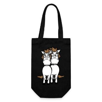 2 Horses Couple Funny Crazy Couple In Love - Gift Bag for Bottles - black - Front