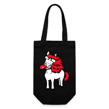 Horse Crazy Tongue Sticking Out Funny Silly - Gift Bag for Bottles - black - Front