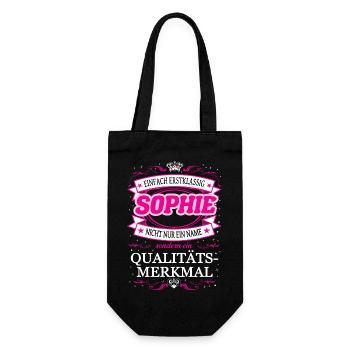 Qualitätsmerkmal Sophie einfach Erstklassig - Geschenkbeutel für Flaschen - Schwarz - Vorne