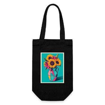 Pop Art Blumenvase - Geschenkbeutel für Flaschen - Schwarz - Vorne