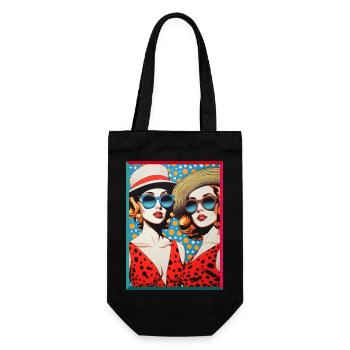 Pop Art Women with Sunglasses Sun Hats - Gift Bag for Bottles - black - Front